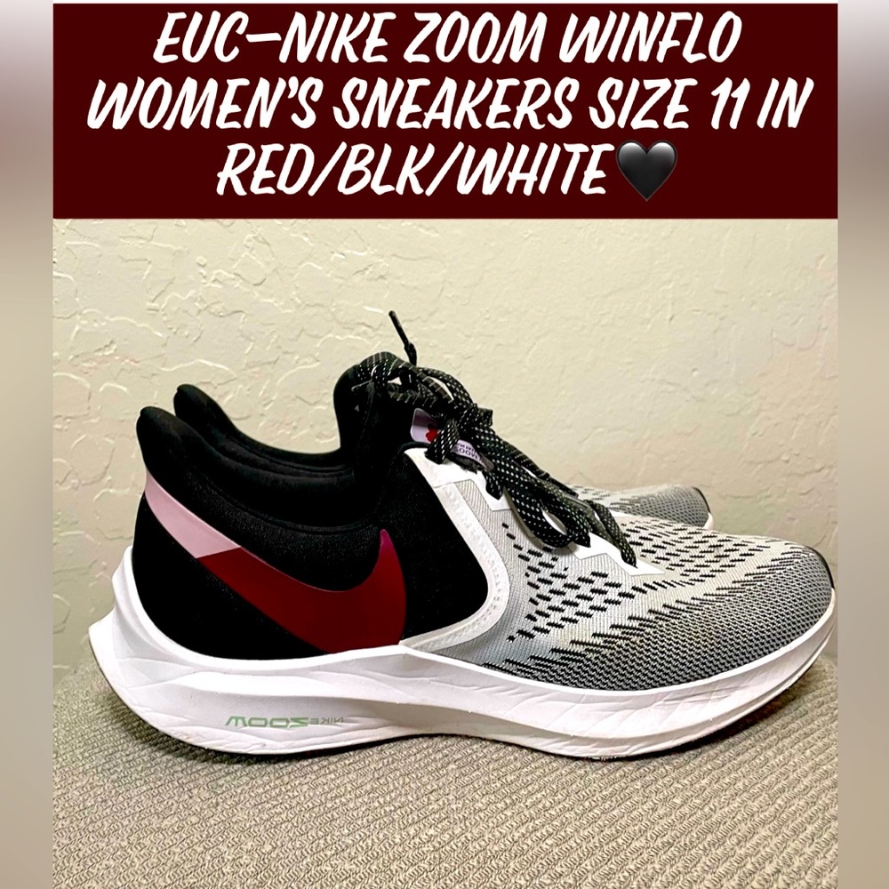 🎉HP🎉EUC-Nike Zoom Winflo Women’s Sneakers Size 11 in Red/Blk/White👟
